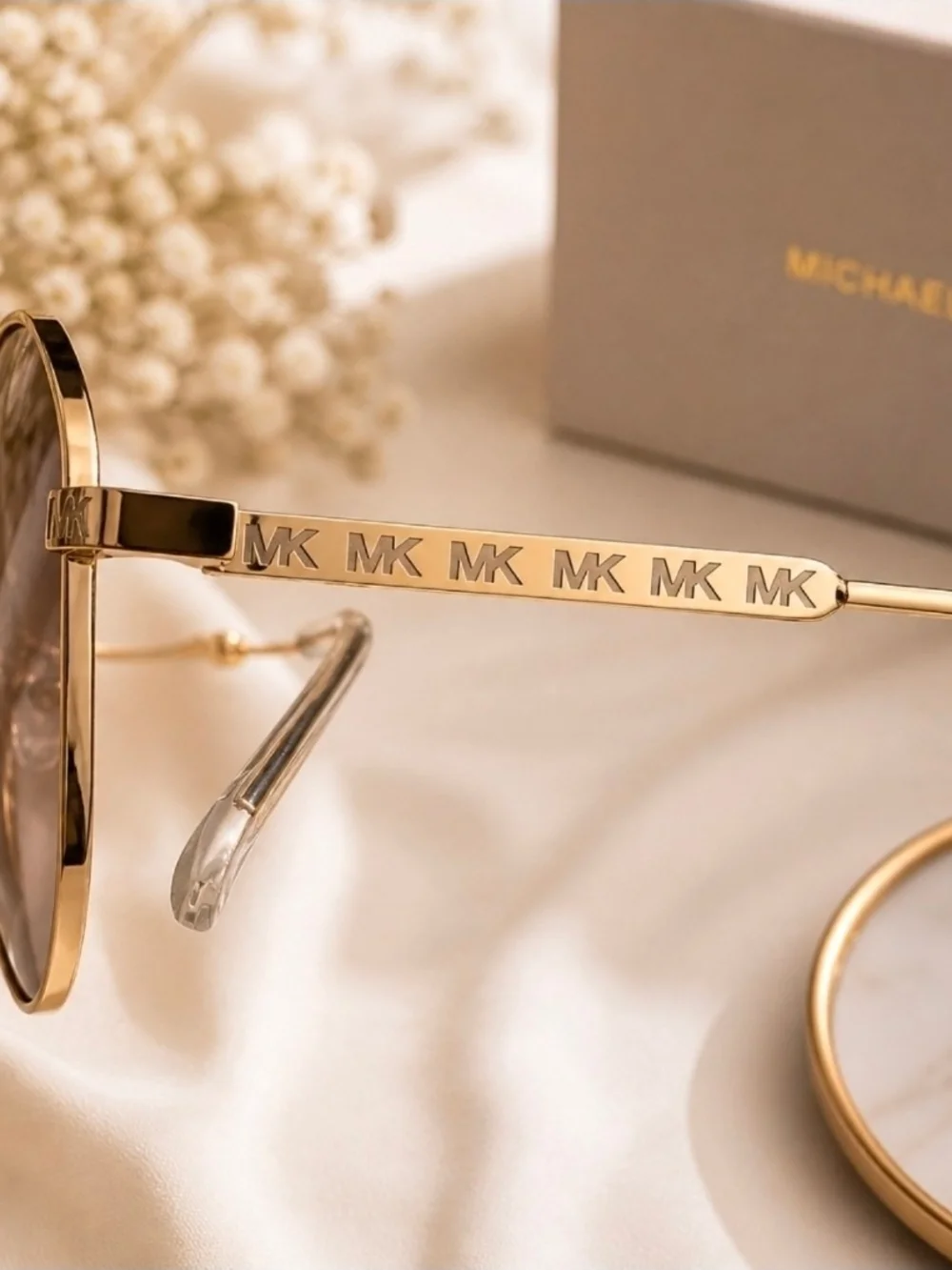 Unisex MICHAEL KORS Gold Aviator Sunglasses